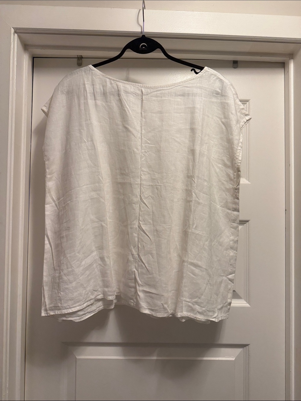 Eileen Fisher Women's Linen  White Boxy Top